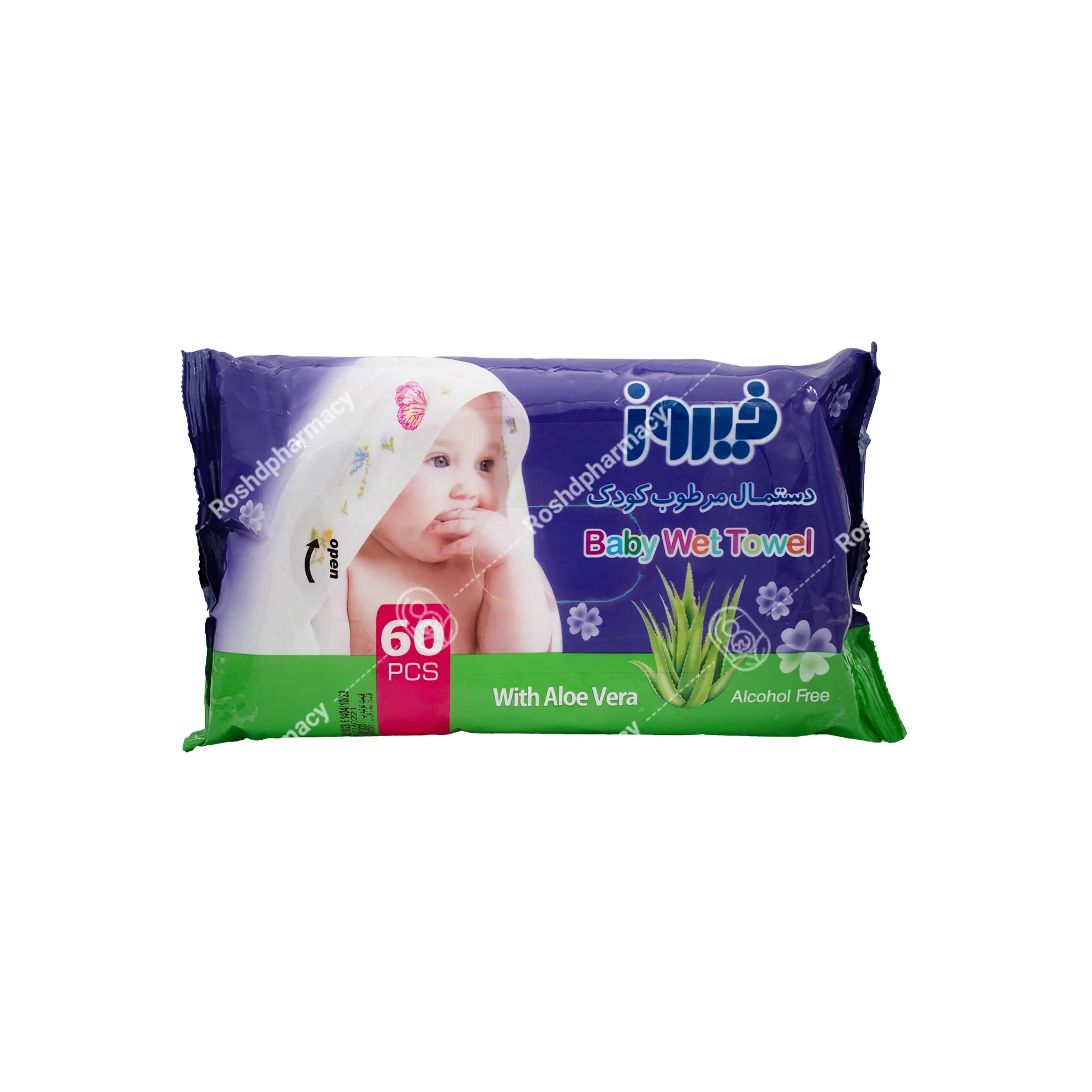 دستمال مرطوب کودک فیروز Firooz بسته 60 عددی