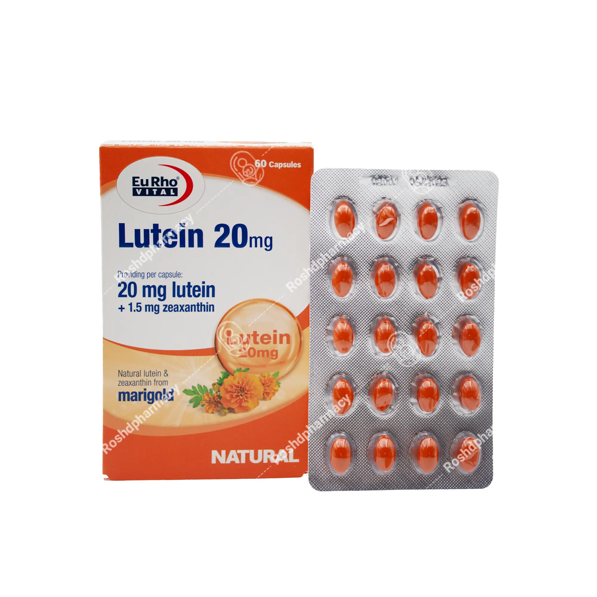 کپسول لوتئین یوروویتال ۲۰ میلی گرم یوروویتال