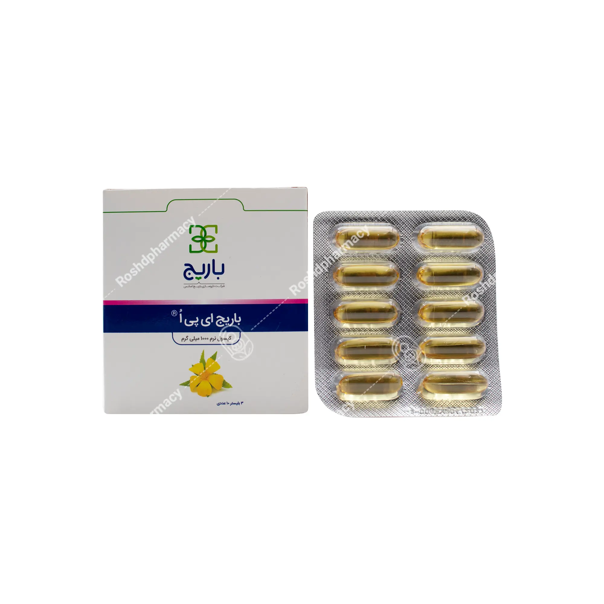 کپسول روغن گل مغربی ای پی اُ باریج اسانس ۳۰ عدد