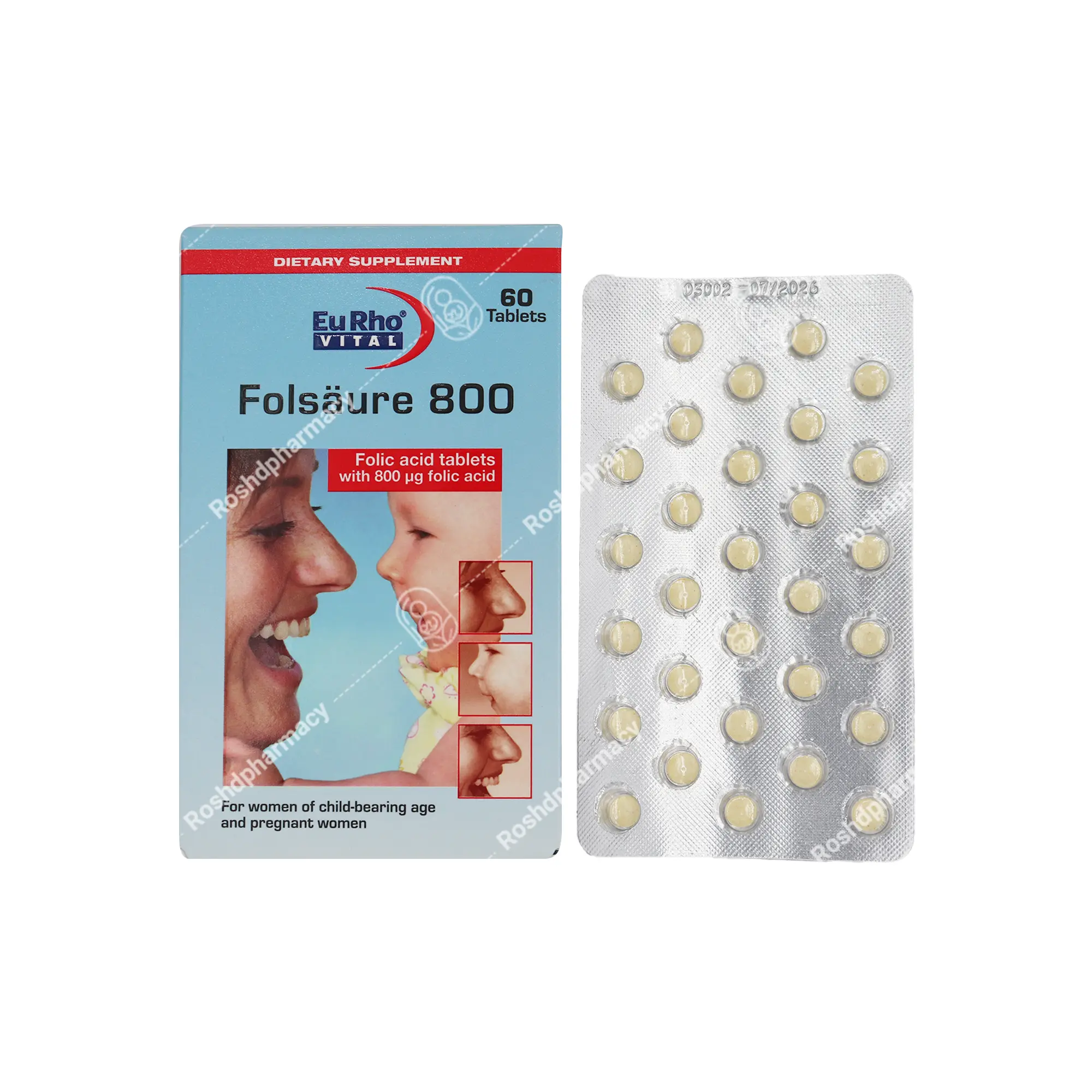 فولیک اسید 800 میکروگرم یوروویتال